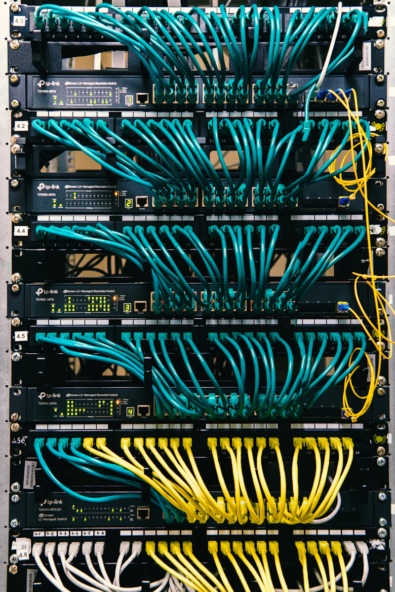 Fotografía ilustrativa: equipos y cableado de red